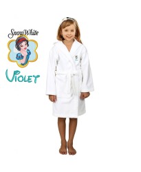 Cute Girl Cartoon Design & Custom Name Embroidery on Kids Hooded Bathrobe